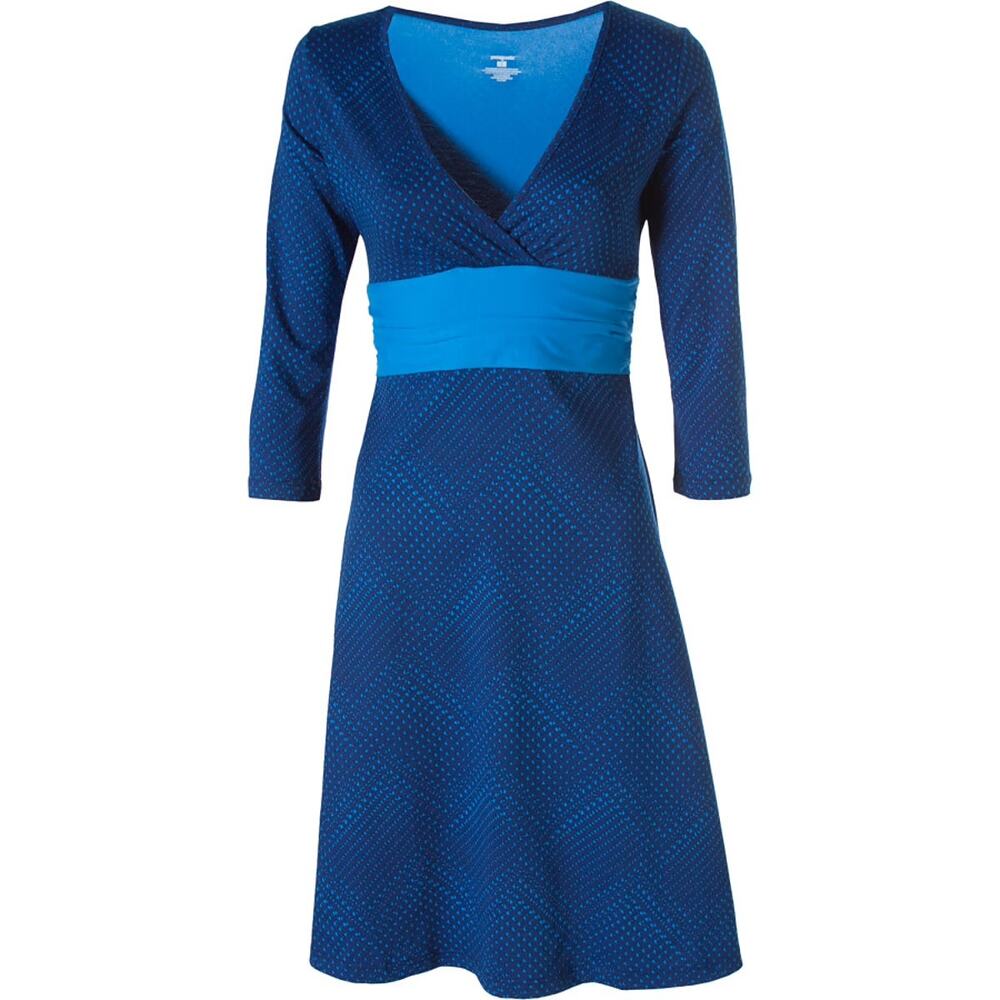 Patagonia Margot Dress Women's Blue Organic Cotton Stretch 3/4 Sleeve - Medium
